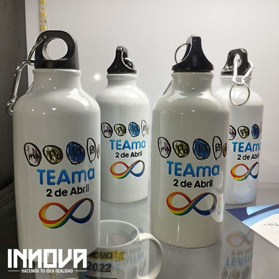 Caramañola Personalizada Metalica Blanca 400 Ml Caramañola Personalizada Metalica Blanca 400 Ml